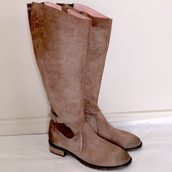 TILLY ROSE brown leather suede knee high Boots SIZE 38 - Picture 2 of 12